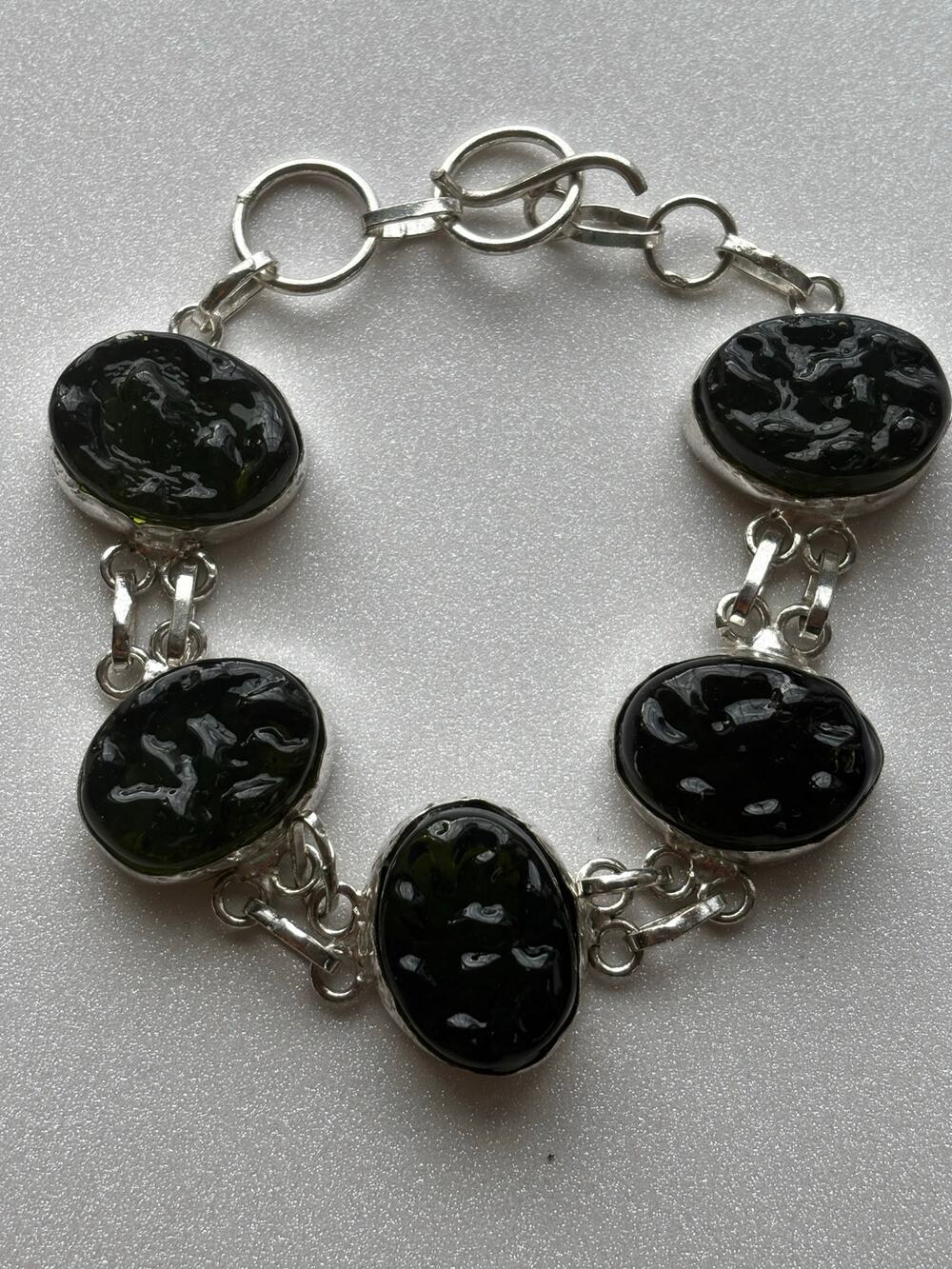 925 Black Onyx Gemstone Sterling  Bracelet